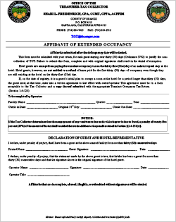 TOT Affadavit of Extended Occupancy Form